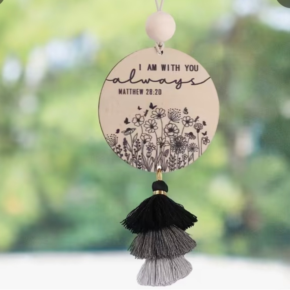 Inspirational Scripture Rear View Mirror Hanging Daily Inspiration with Tassels - Picture 2 of 10